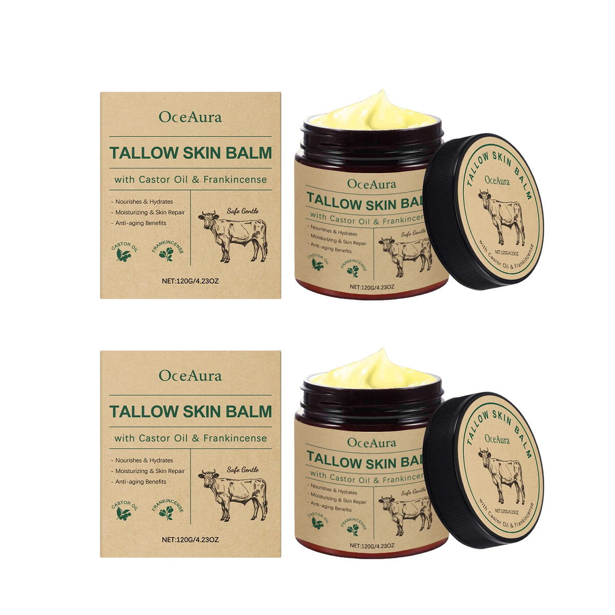 OceAura Natural Tallow Skin Balm For Moisturizing Daily Care