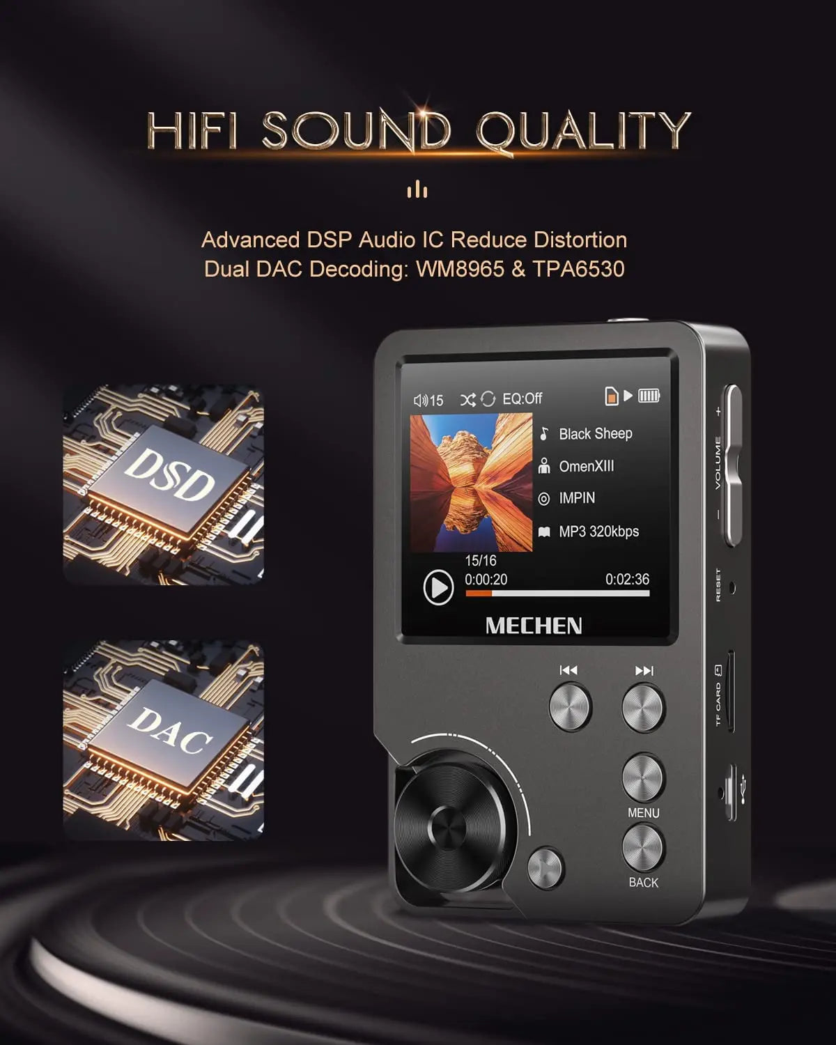 MECHEN Lossless DSD HiFi Portable Digital Audio Music Player