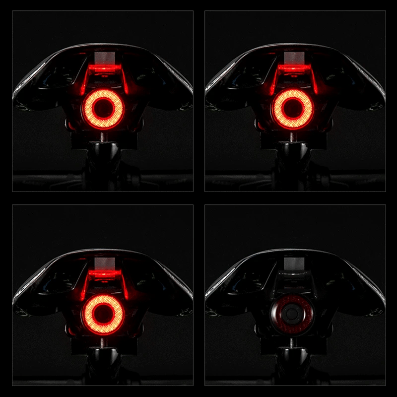 ROCKBROS Bike Light LED Bicycle IPx6 Waterproof USB Charging Taillight Cycling Q5 Flashlight Auto Brake Sensing Smart Rear Light