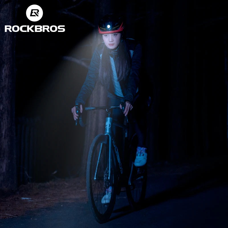 ROCKBROS LED Cycling Helmet With Type C Rechargeable Front Light