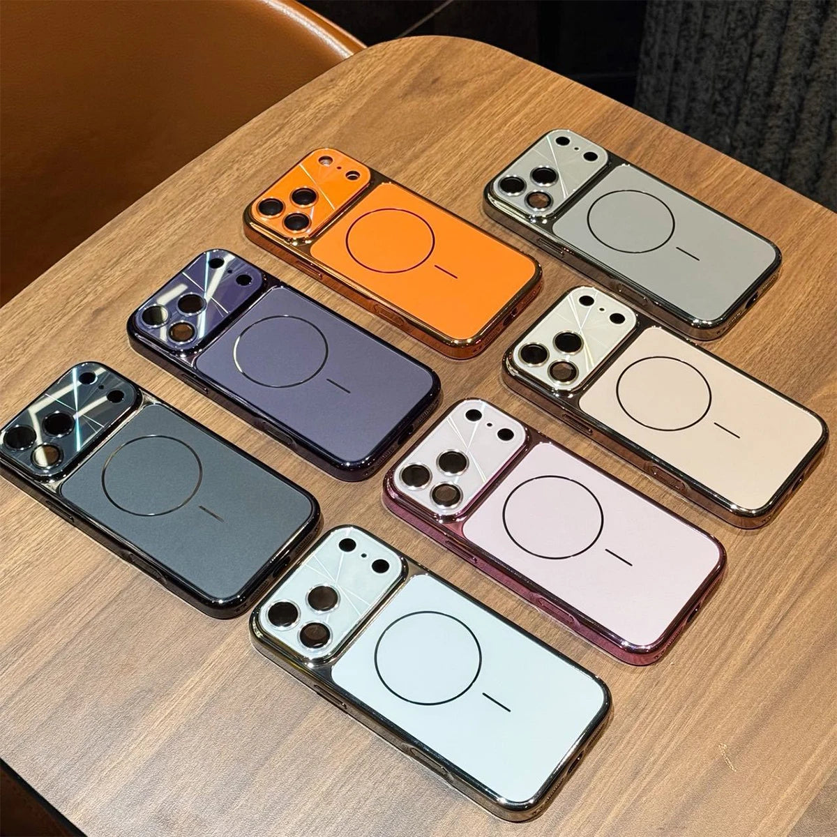 Fashion Laser Magnetic Phone Case With Glossy Electroplated Bumper, Built-In Camera Lens Protector, Raised Lens Protection, Shockproof Protective Cover, Wireless Charging Compatible With iPhone 18/17 Pro Max/16/15/14/13/Pro/P