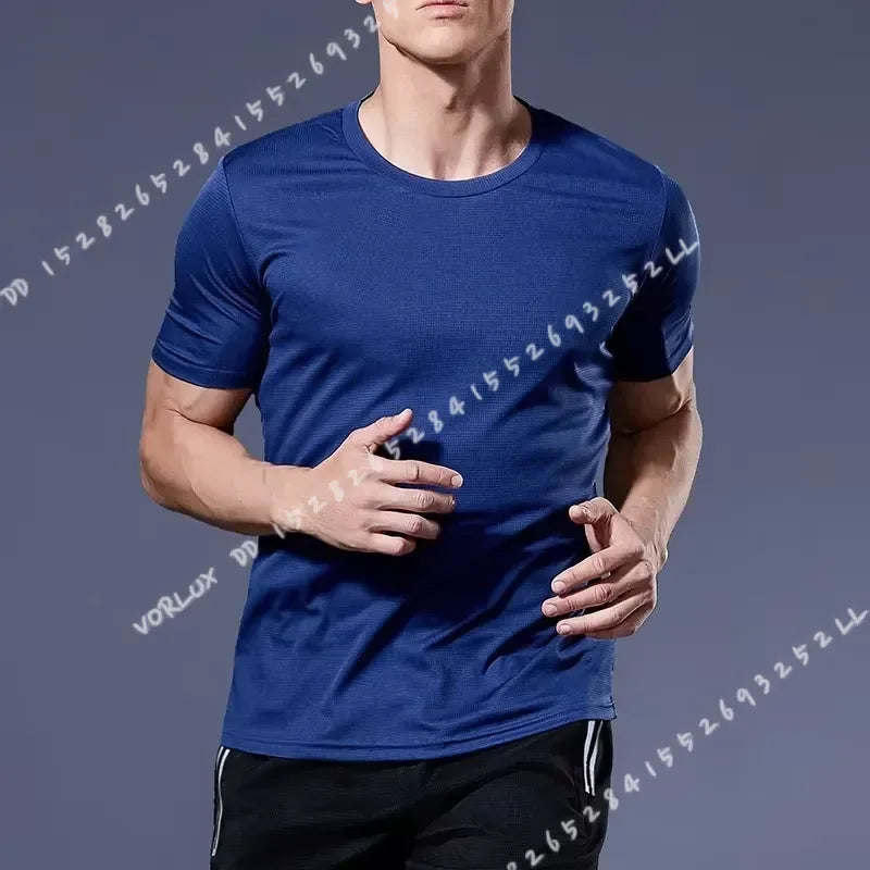 Men's Quick Dry Short Sleeve T-Shirt Moisture Wicking Round Neck Gym Running Training Exercise Sport Shirt Lightweight Tops