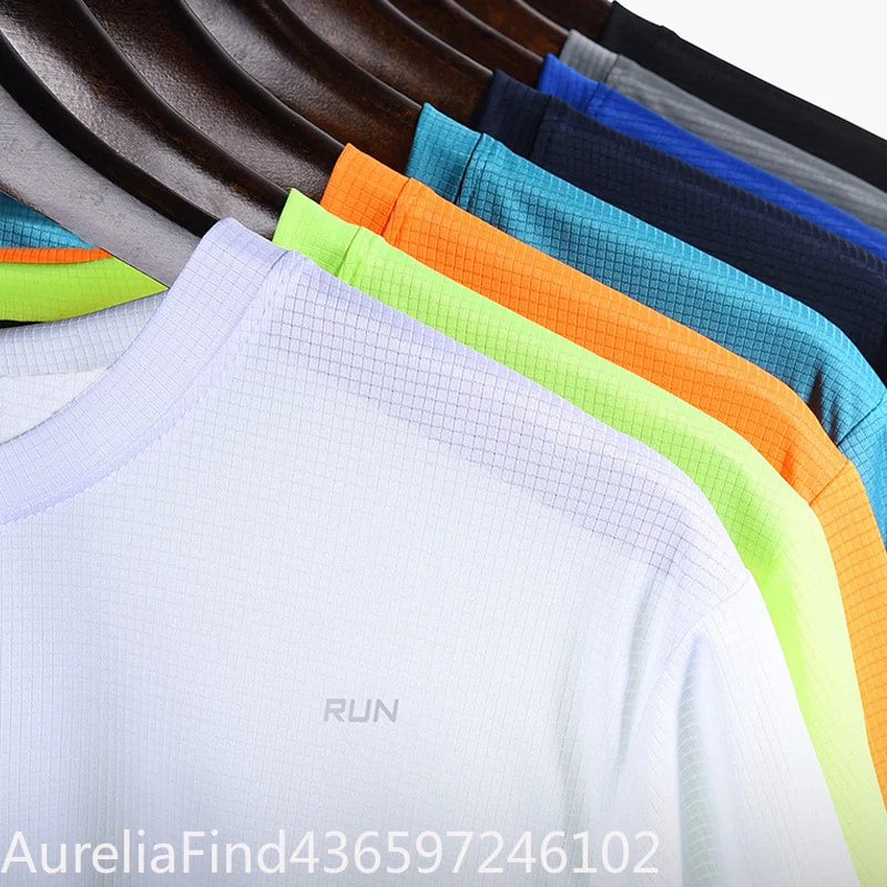Men Summer Quick Dry Short Sleeve Gym T-Shirt Oversized Fitness Running Bodybuilding Sport Tops Jersey