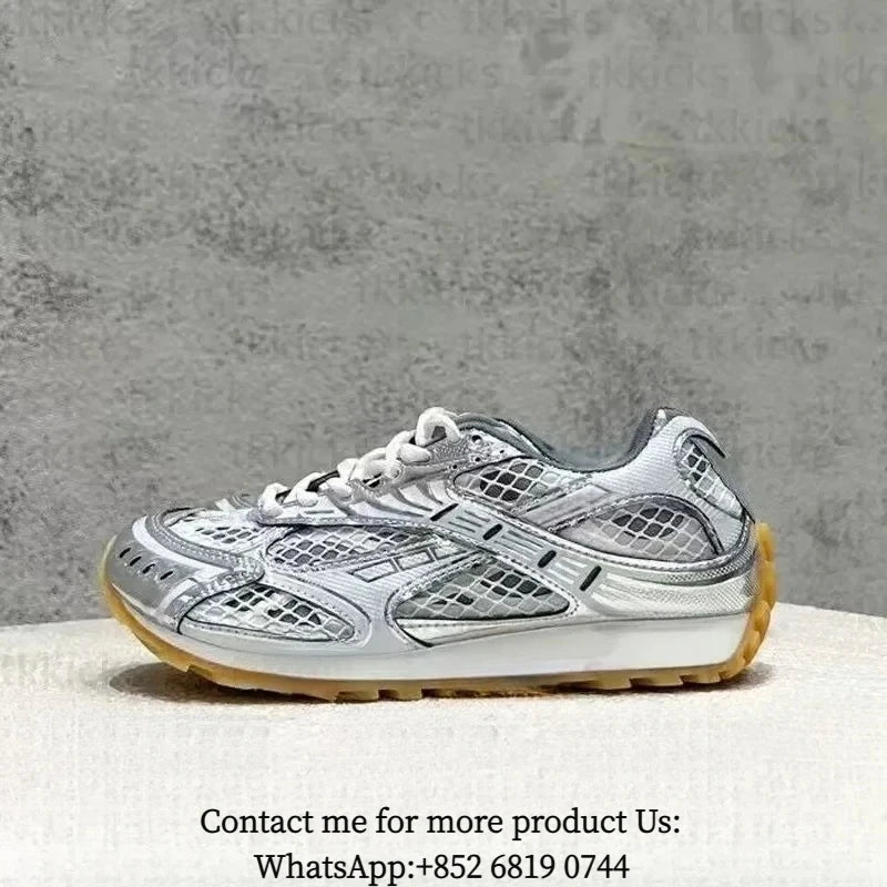 Leather Mesh Running Sneakers For Women And Men Athletic Trainers