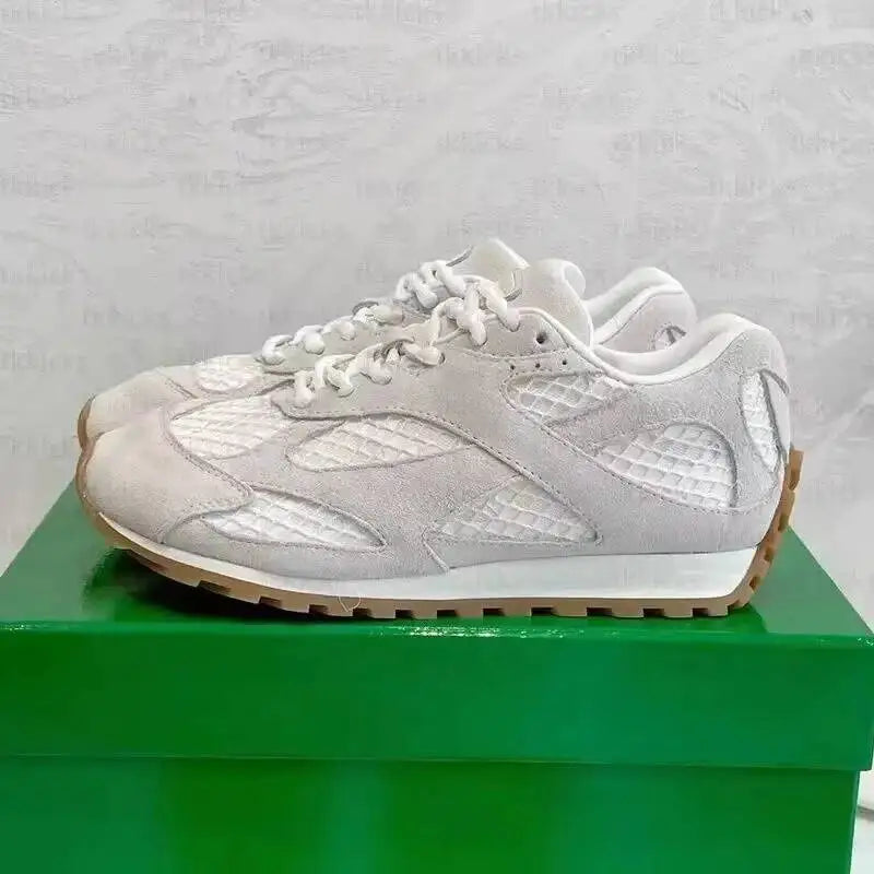 Leather Mesh Running Sneakers For Women And Men Athletic Trainers