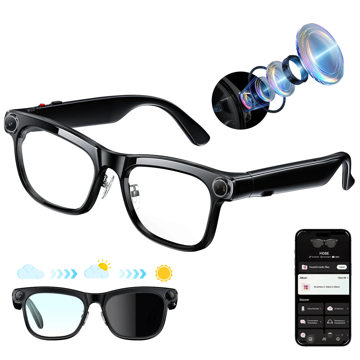 KAIGERR Smart Glasses With Camera, Bluetooth Calls And AI Translation