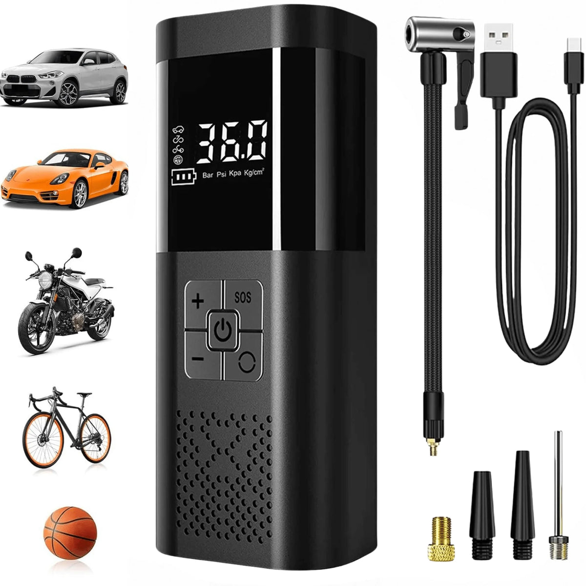 STSCELZ Cordless Tire Inflator Air Compressor With Digital Gauge Auto Stop