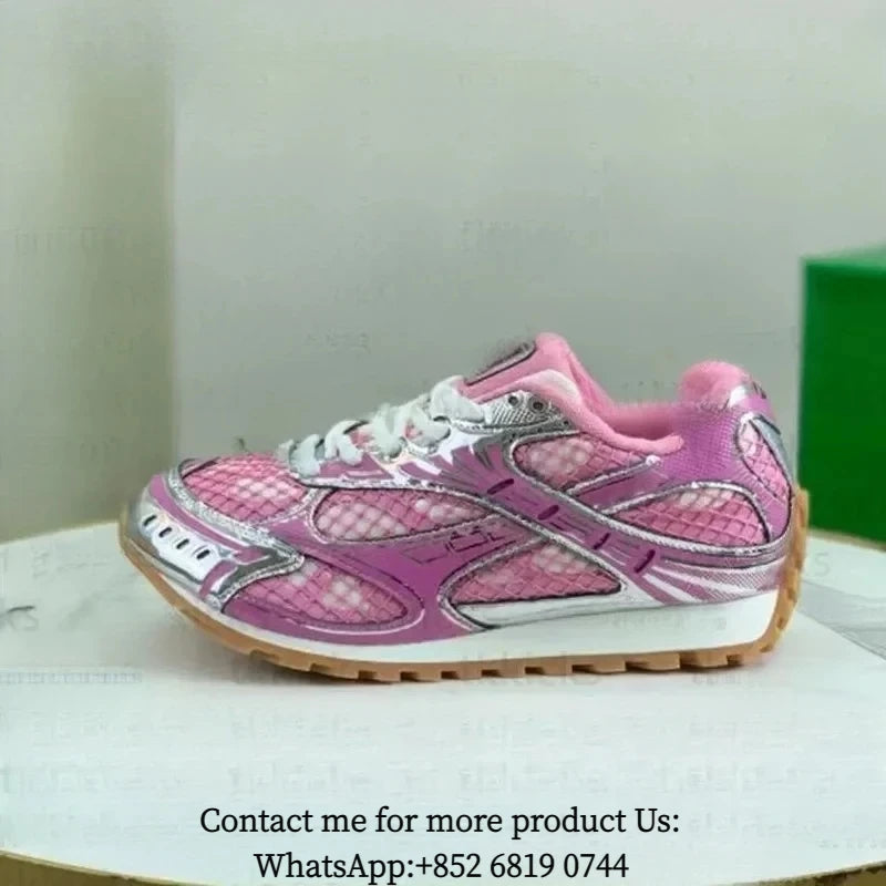 Leather Mesh Running Sneakers For Women And Men Athletic Trainers