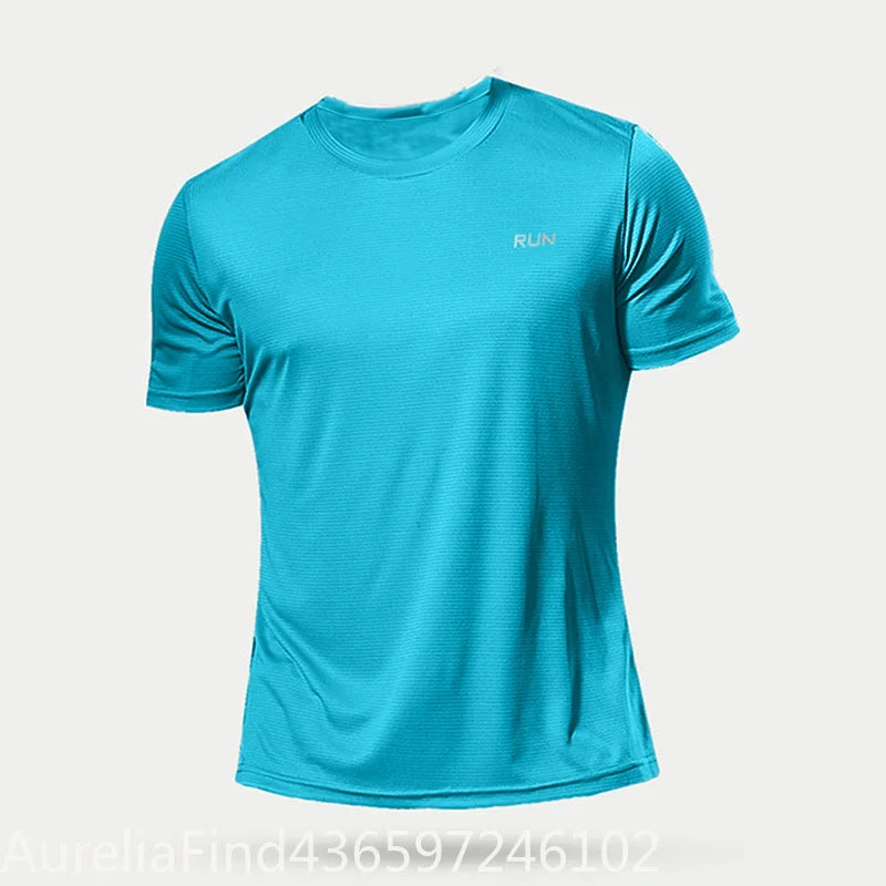 Men Summer Quick Dry Short Sleeve Gym T-Shirt Oversized Fitness Running Bodybuilding Sport Tops Jersey