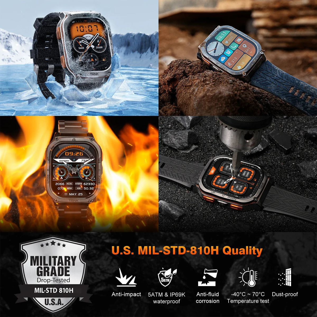 KOSPET Tank M3 Ultra GPS Smartwatch Bluetooth Calling Health Tracker
