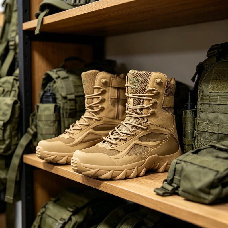 Men's Outdoor Casual Hiking Boots Tactical Special Forces Field Man Boot Lightweight Outdoor Non-Slip Men Motorcycle Boots