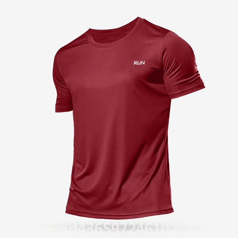 Men Summer Quick Dry Short Sleeve Gym T-Shirt Oversized Fitness Running Bodybuilding Sport Tops Jersey