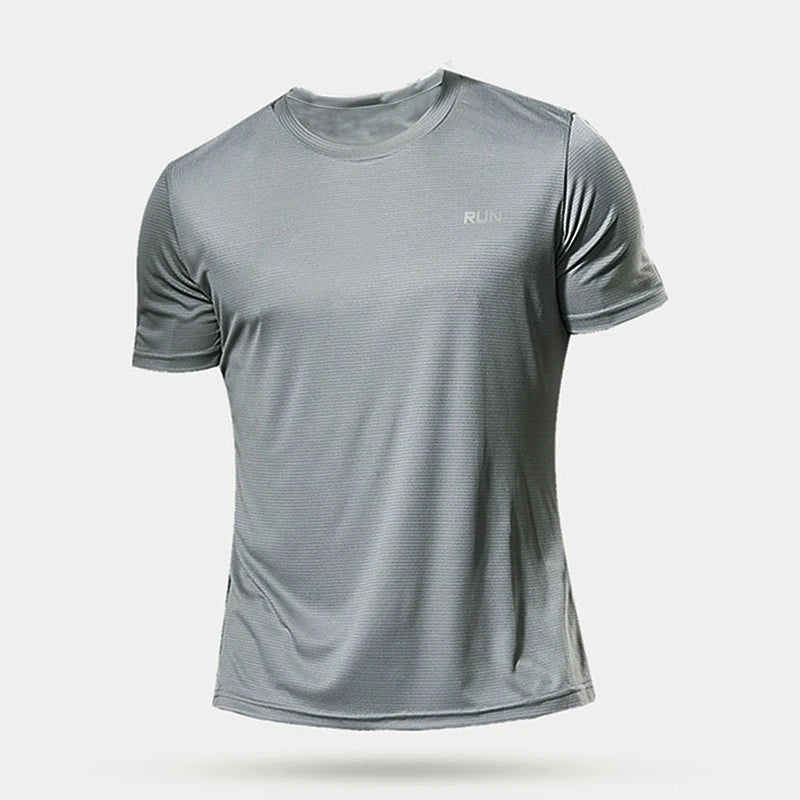 Men Summer Quick Dry Short Sleeve Gym T-Shirt Oversized Fitness Running Bodybuilding Sport Tops Jersey