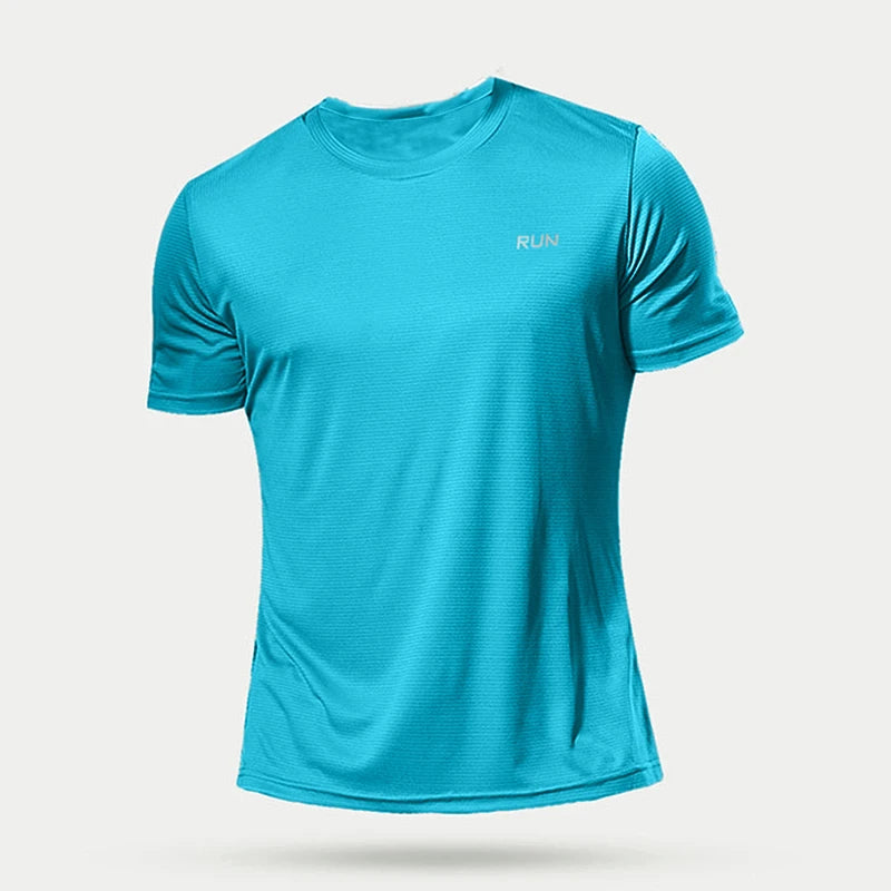Men Summer Quick Dry Short Sleeve Gym T-Shirt Oversized Fitness Running Bodybuilding Sport Tops Jersey