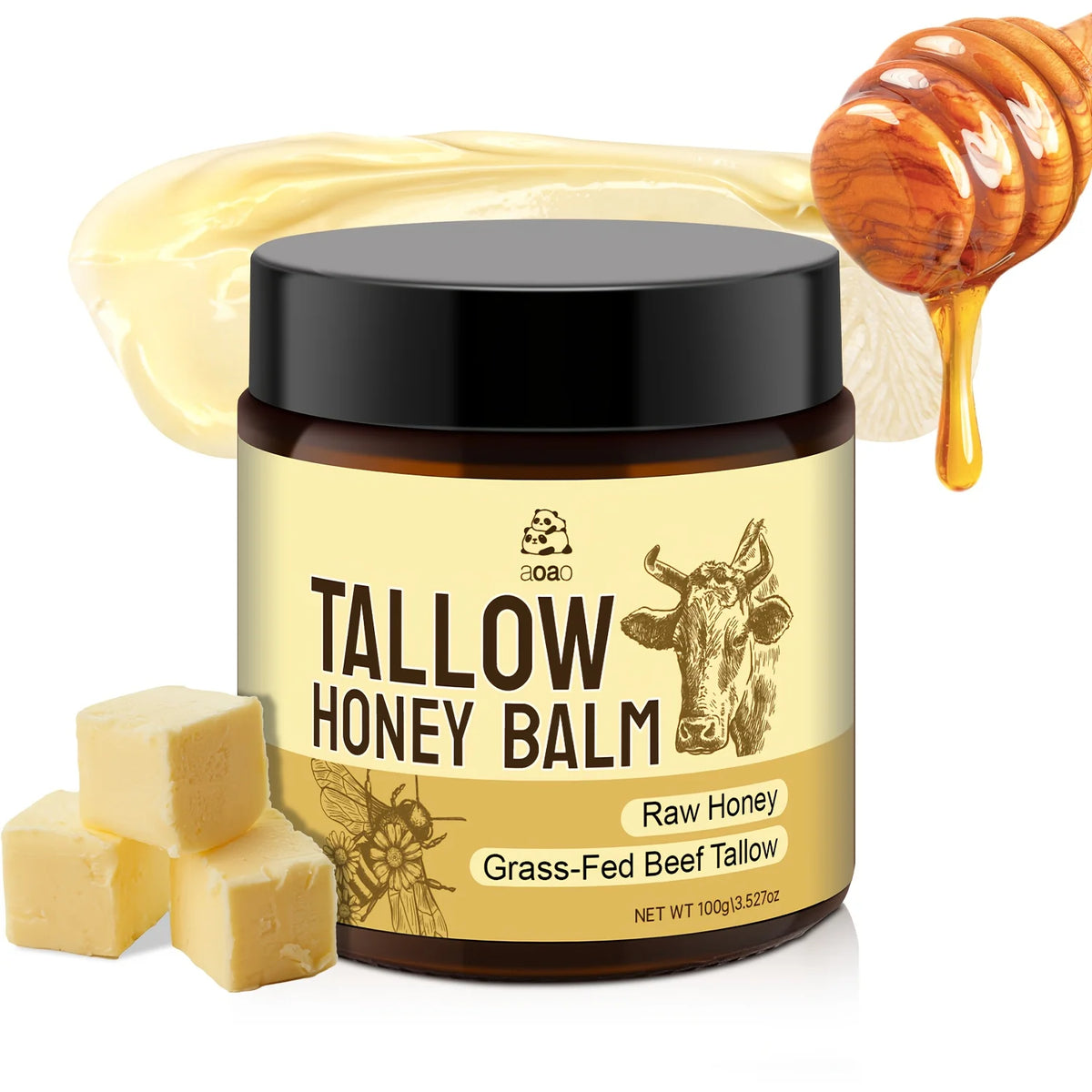 Aoao Grass Fed Tallow Balm With Honey For Face