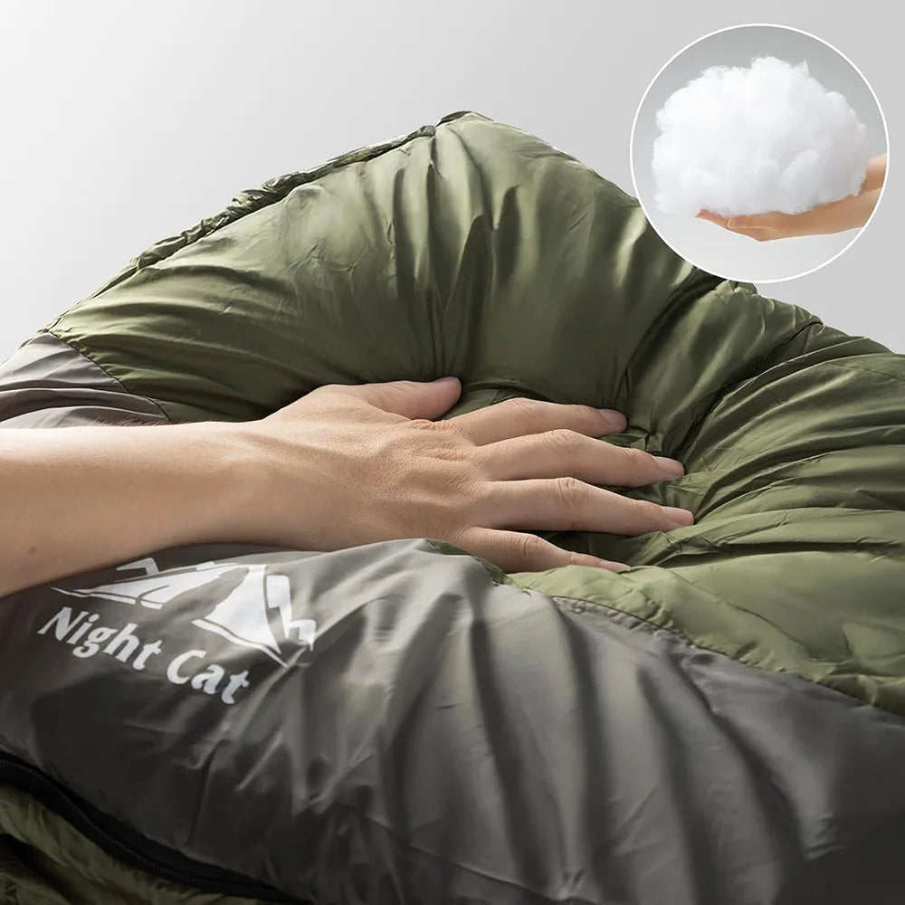 Night Cat Adult Camping Sleeping Bag for Three Seasons