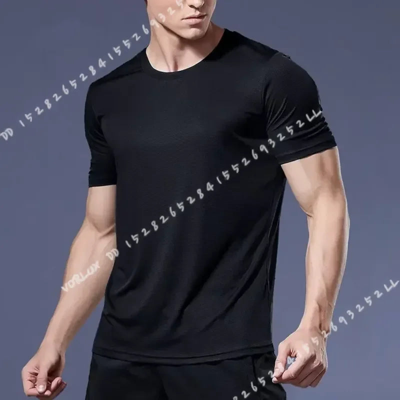 Men's Quick Dry Short Sleeve T-Shirt Moisture Wicking Round Neck Gym Running Training Exercise Sport Shirt Lightweight Tops