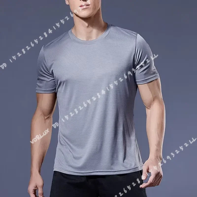Men's Quick Dry Short Sleeve T-Shirt Moisture Wicking Round Neck Gym Running Training Exercise Sport Shirt Lightweight Tops