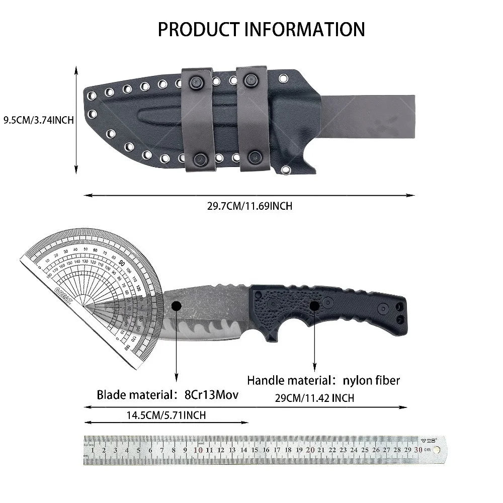 DIY Supplies M27N Fixed Blade Survival Knife With Kydex Sheath