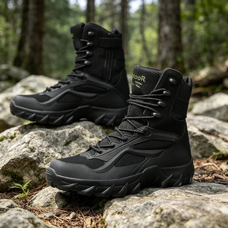 Men's Outdoor Casual Hiking Boots Tactical Special Forces Field Man Boot Lightweight Outdoor Non-Slip Men Motorcycle Boots