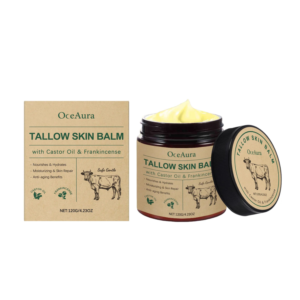 OceAura Natural Tallow Skin Balm For Moisturizing Daily Care