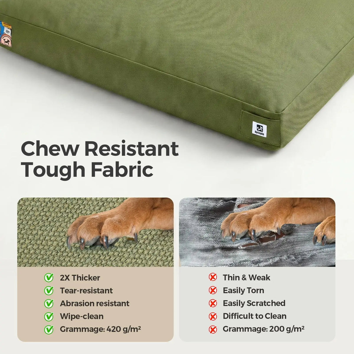 Indestructible Waterproof Canvas Dog Bed With Washable Cover