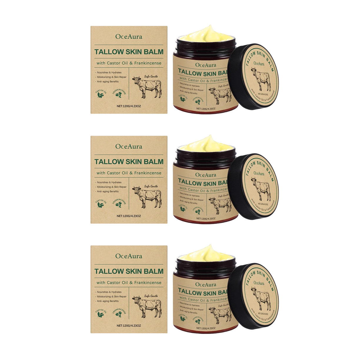 OceAura Natural Tallow Skin Balm For Moisturizing Daily Care