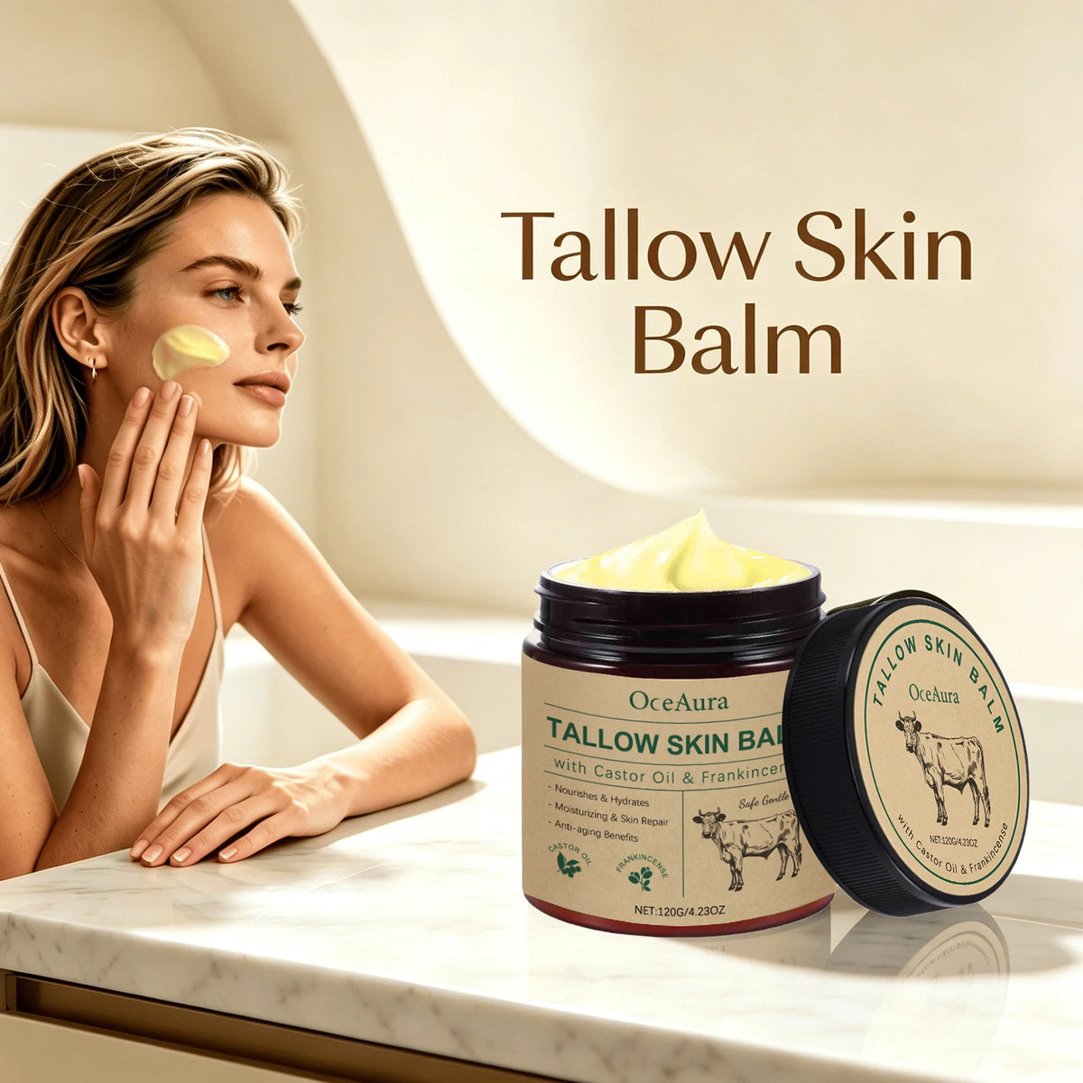 OceAura Natural Tallow Skin Balm For Moisturizing Daily Care