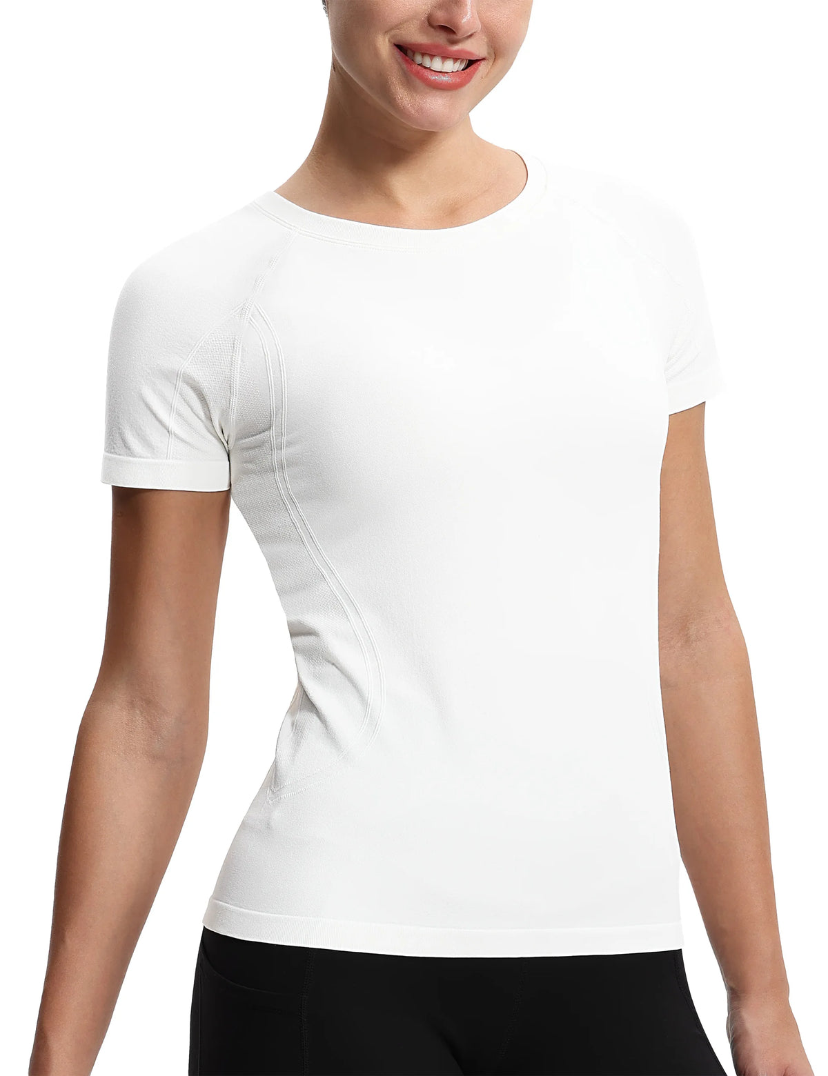 THE GYM PEOPLE Women's Seamless Workout T-Shirts Short Sleeve Slim Fit Shirts Breathable Running Tee Tops