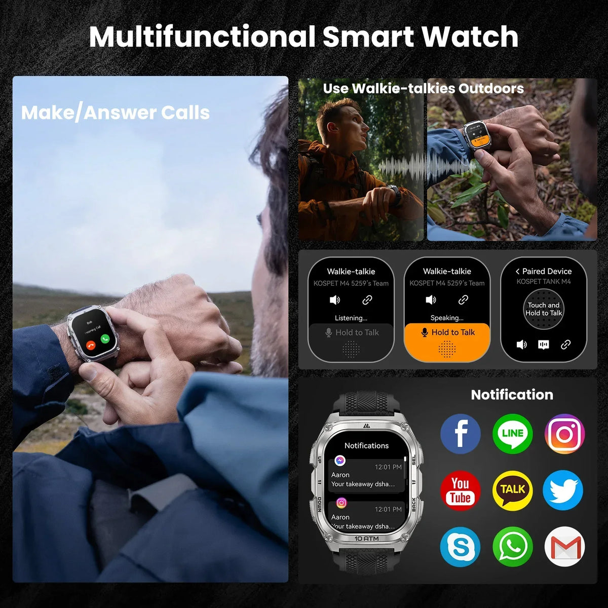 KOSPET Tank M4 GPS Smartwatch With Offline Maps Health Tracking