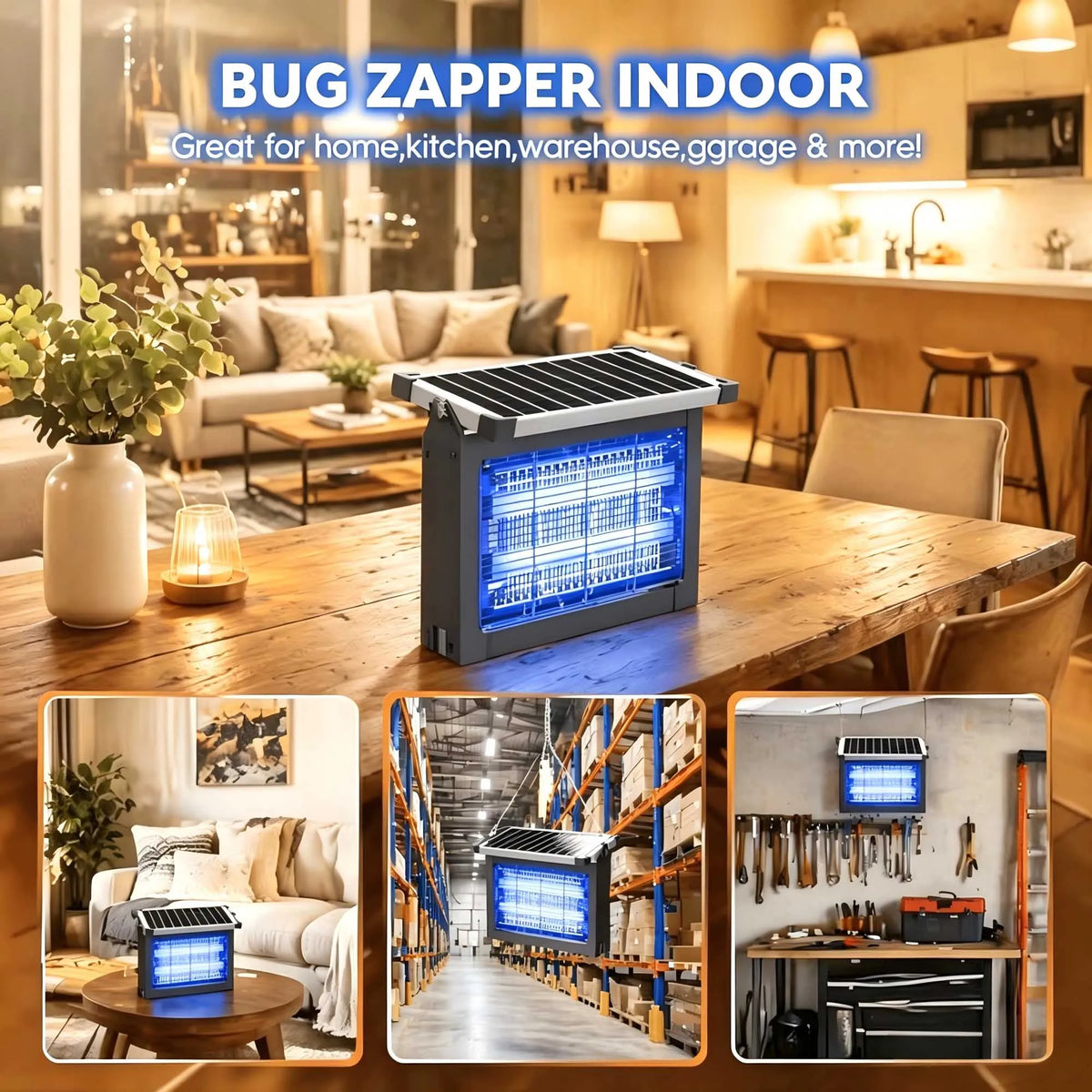 Solar Outdoor Bug Zapper With 4500V Sensor And Waterproof Design