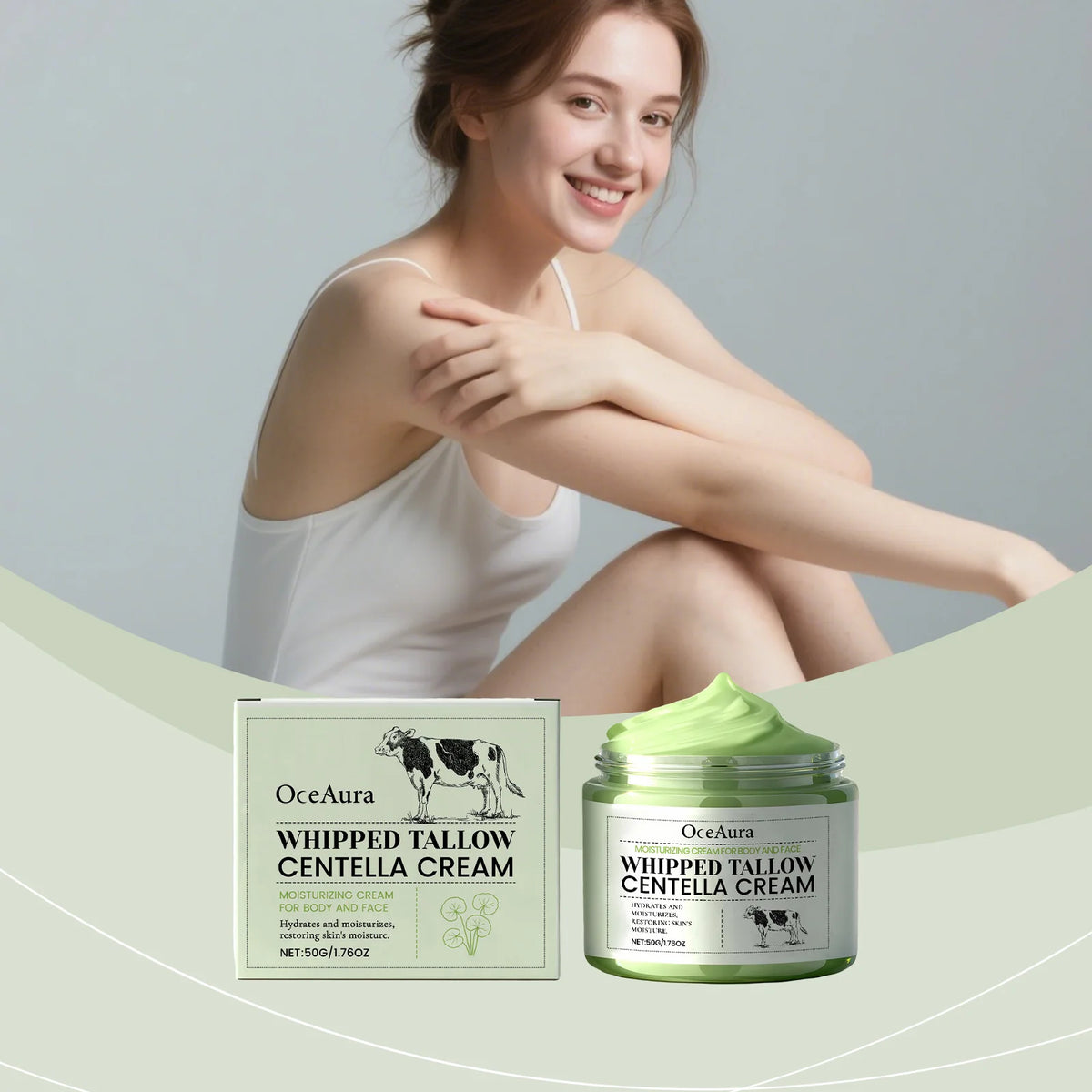 OceAura Beef Tallow Centella Moisturizer For Hydrated Radiant Skin