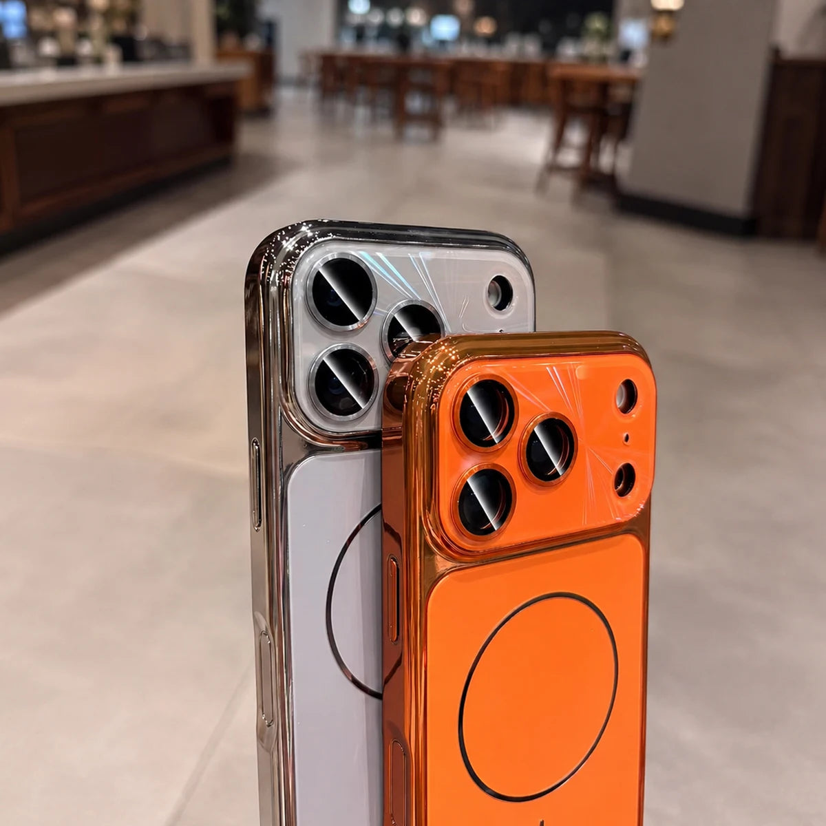 Fashion Laser Magnetic Phone Case With Glossy Electroplated Bumper, Built-In Camera Lens Protector, Raised Lens Protection, Shockproof Protective Cover, Wireless Charging Compatible With iPhone 18/17 Pro Max/16/15/14/13/Pro/P
