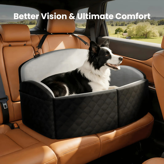 Memory Foam Dog Car Seat With Washable Cover And Leashes