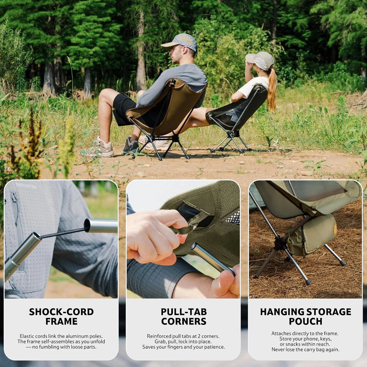 Naturehike Ultralight Foldable Camping Chair With Anti-Sinking Feet