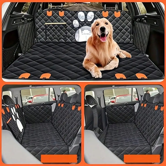 Waterproof Dog Car Seat Cover With Mesh Window And Pockets