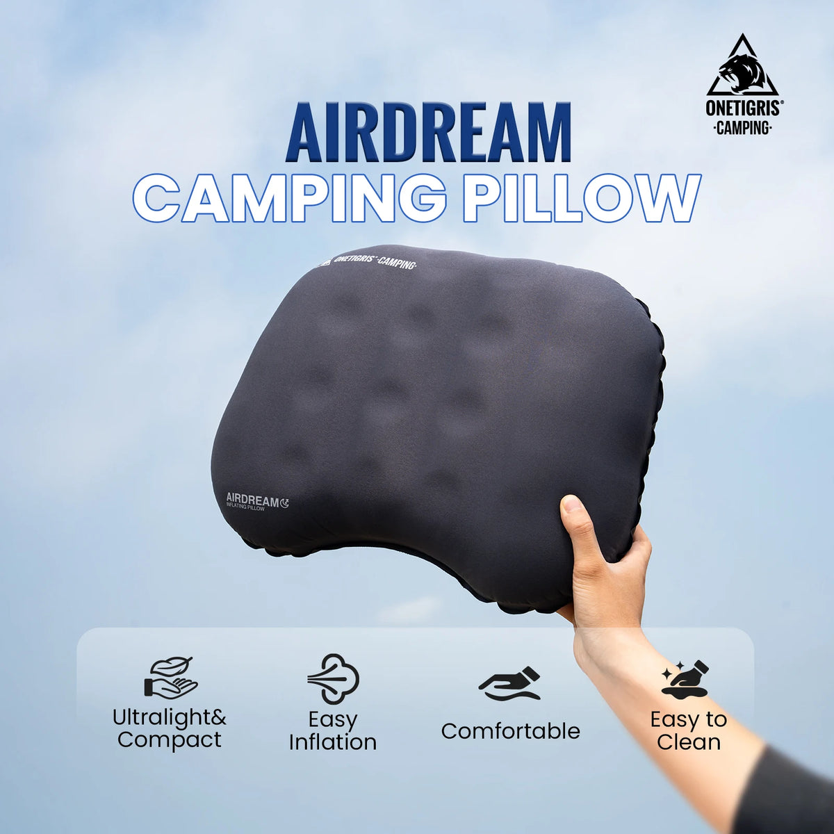 OneTigris Airdream Inflatable Camping Pillow With Supportive Foam Comfort