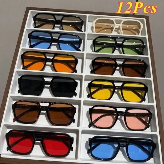 Z&L House Vintage Square Pilot Sunglasses With Double Bridge Design