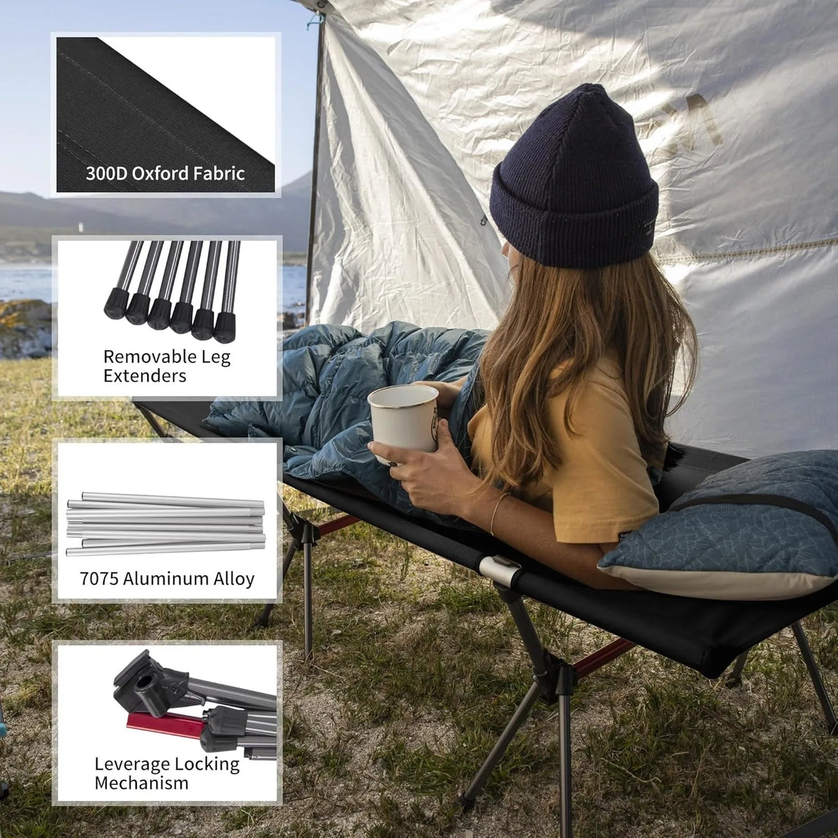 Naturehike Adjustable Folding Camping Cot for Backpacking and Travel