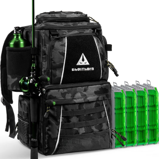 Ghosthorn Fishing Backpack, Tackle Boxes, Rod Holder And Waist Bag
