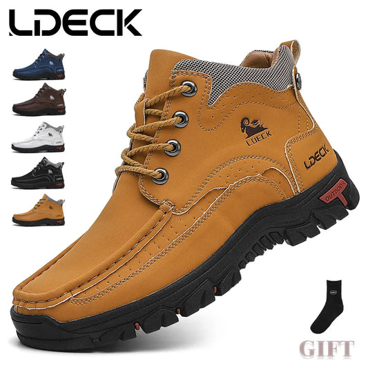 High-Top Men's Hiking Boots for Outdoor Driving Camping Picnic - Durable Comfortable Men's Mountain Climbing Shoes
