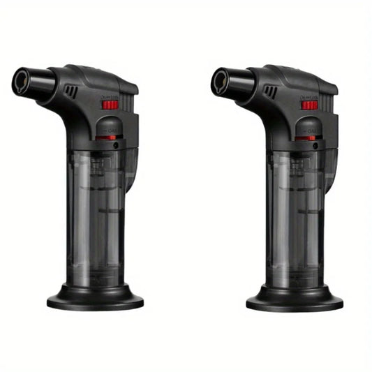 2PCS Butane Torch Lighter Refillable Jet Flame Lighter Windproof Safe Multi-purpose Lighter for Candles Fireplace Campfire Grill