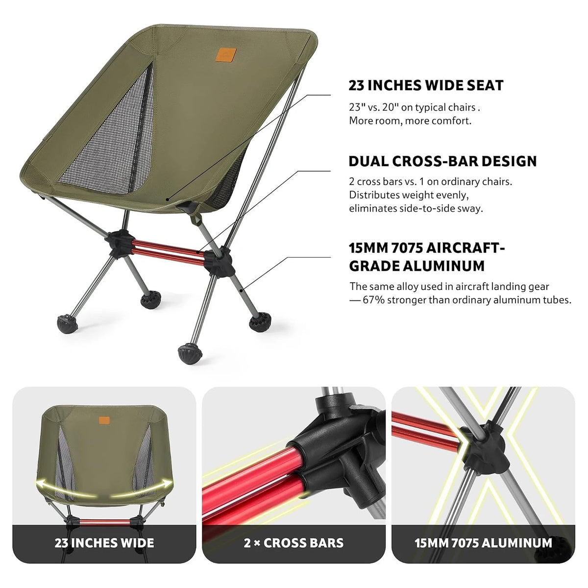 Naturehike Ultralight Foldable Camping Chair With Anti-Sinking Feet