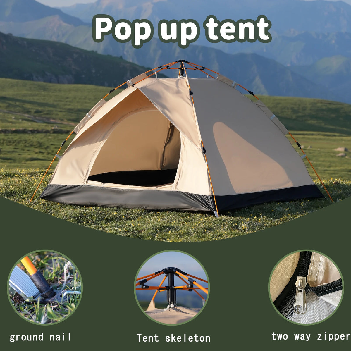 Pakicetus Instant Pop Up Camping Tent With Easy Setup