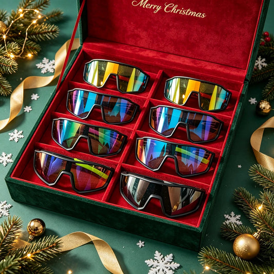 8003 Men's and Women's Sports Sunglasses 4-Piece Set, Extra-Large Windproof Cycling Glasses, UV-Resistant Polarized Outdoor Sun Umbrella, Suitable for Running, Fishing, and Driving. Recommended Christmas and Halloween Gifts