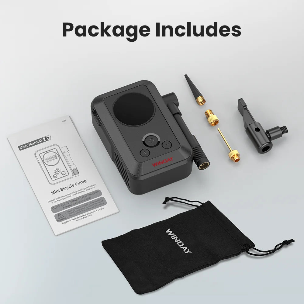 Portable Electric Bike Tire Inflator – P1 150PSI High-Pressure Air Pump for Mountain & Road Bikes, USB-C Rechargeable, 2400mAh Battery, Auto Shutoff, Compact Bicycle Tire Pump with PSI/BAR/KPA for MTB, Commuter, Mini SUV &