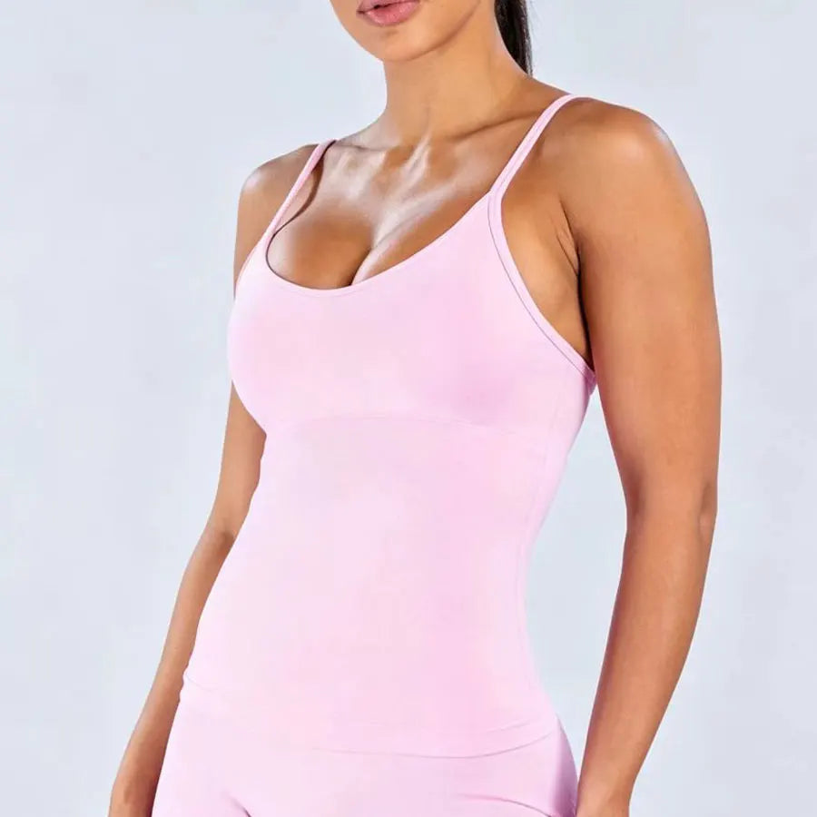 NCLAGEN Women's Seamless Pilates Tank Top With Built In Bra