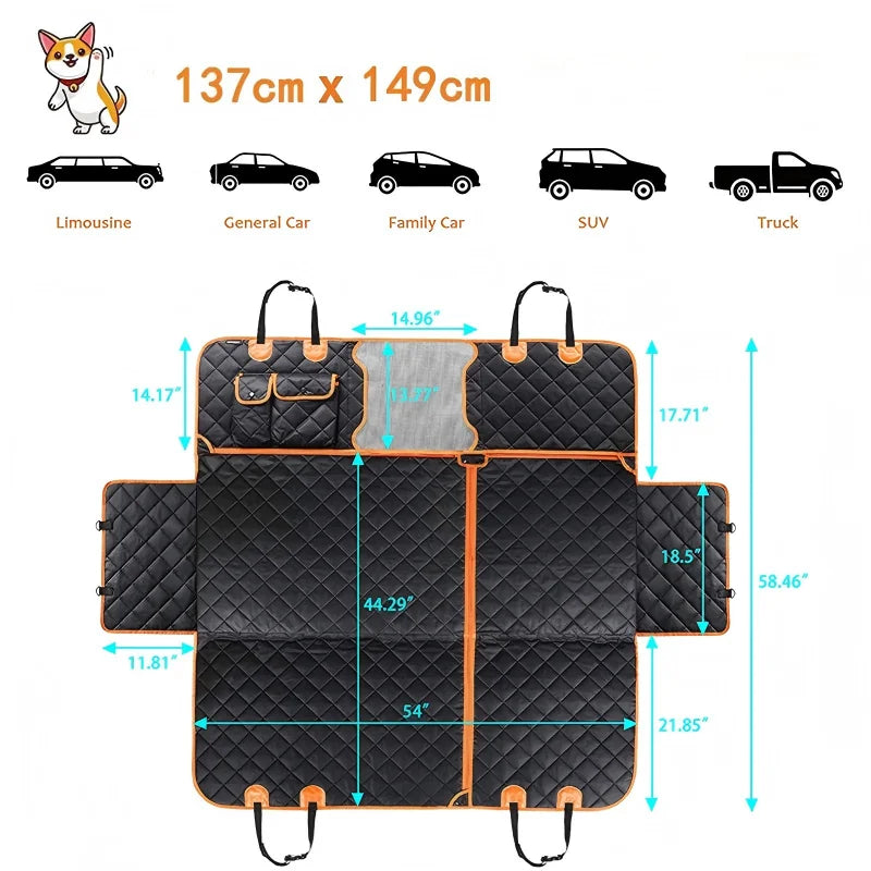 Waterproof Nonslip Dog Car Seat Hammock Cover With Side Flaps