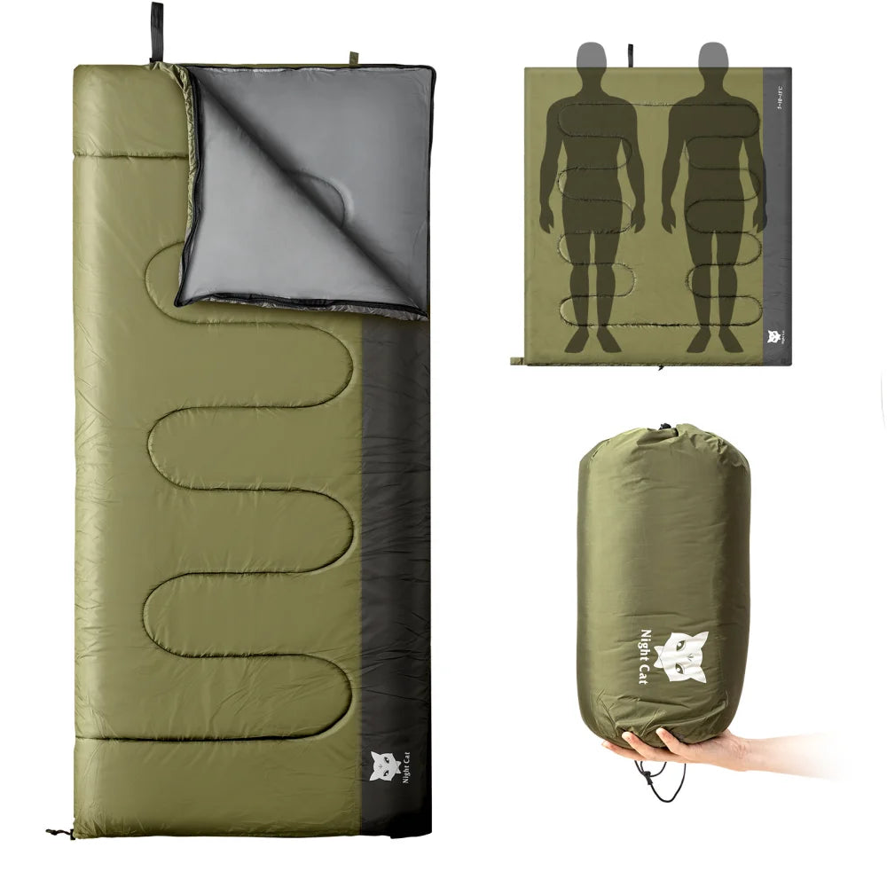 Night Cat Adult Camping Sleeping Bag for Three Seasons