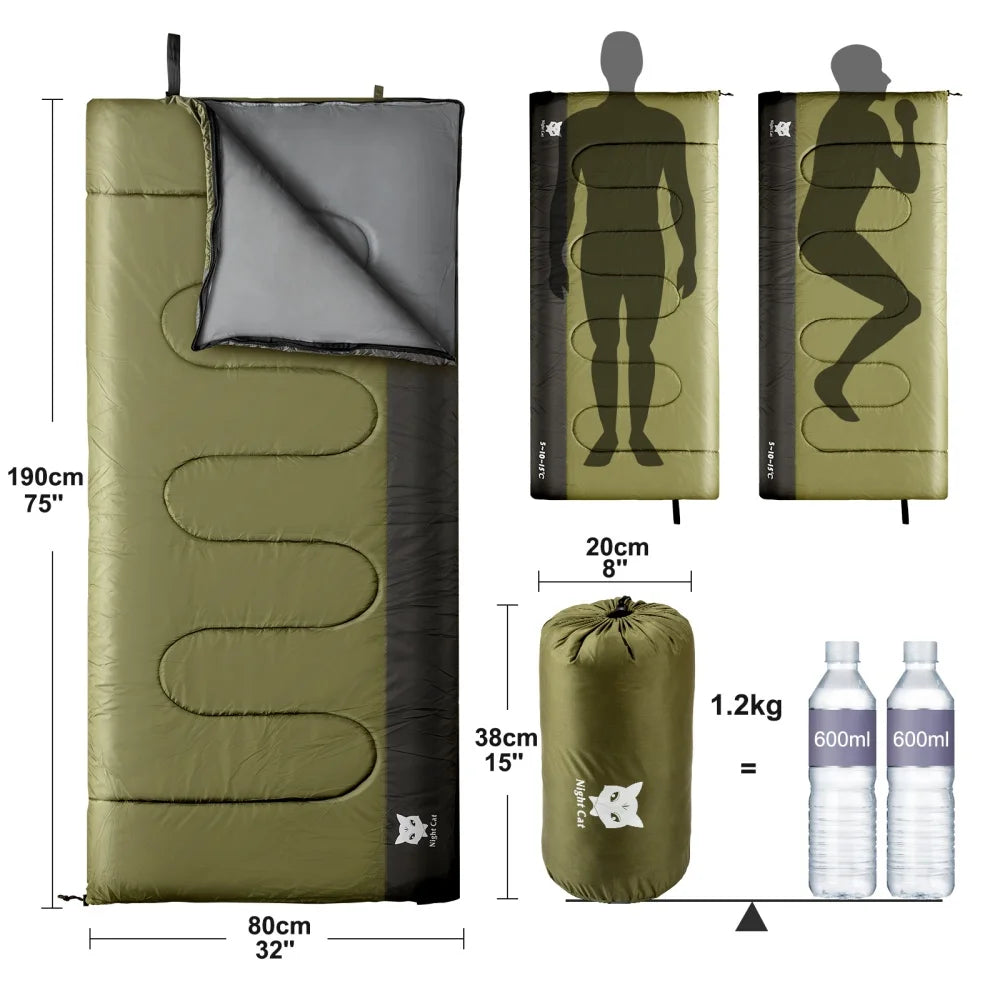Night Cat Adult Camping Sleeping Bag for Three Seasons